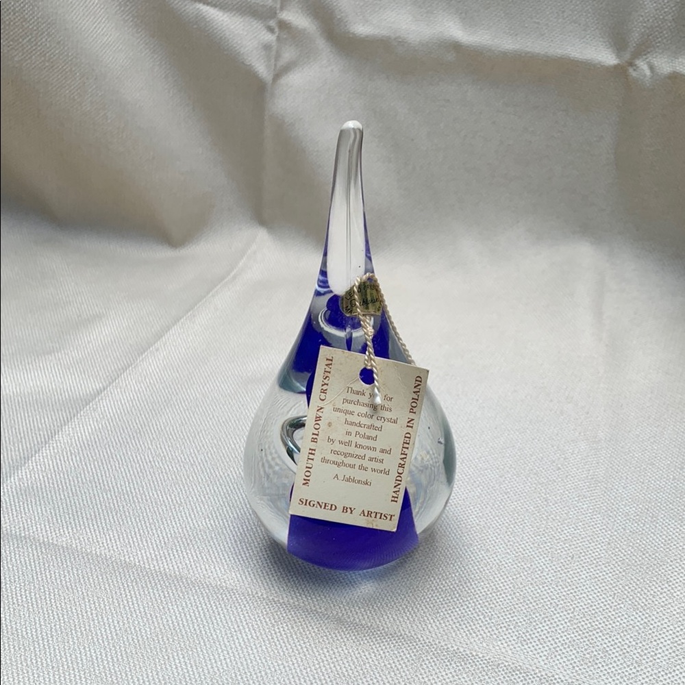 Handcrafted Blue Glass Teardrop Candle Holder